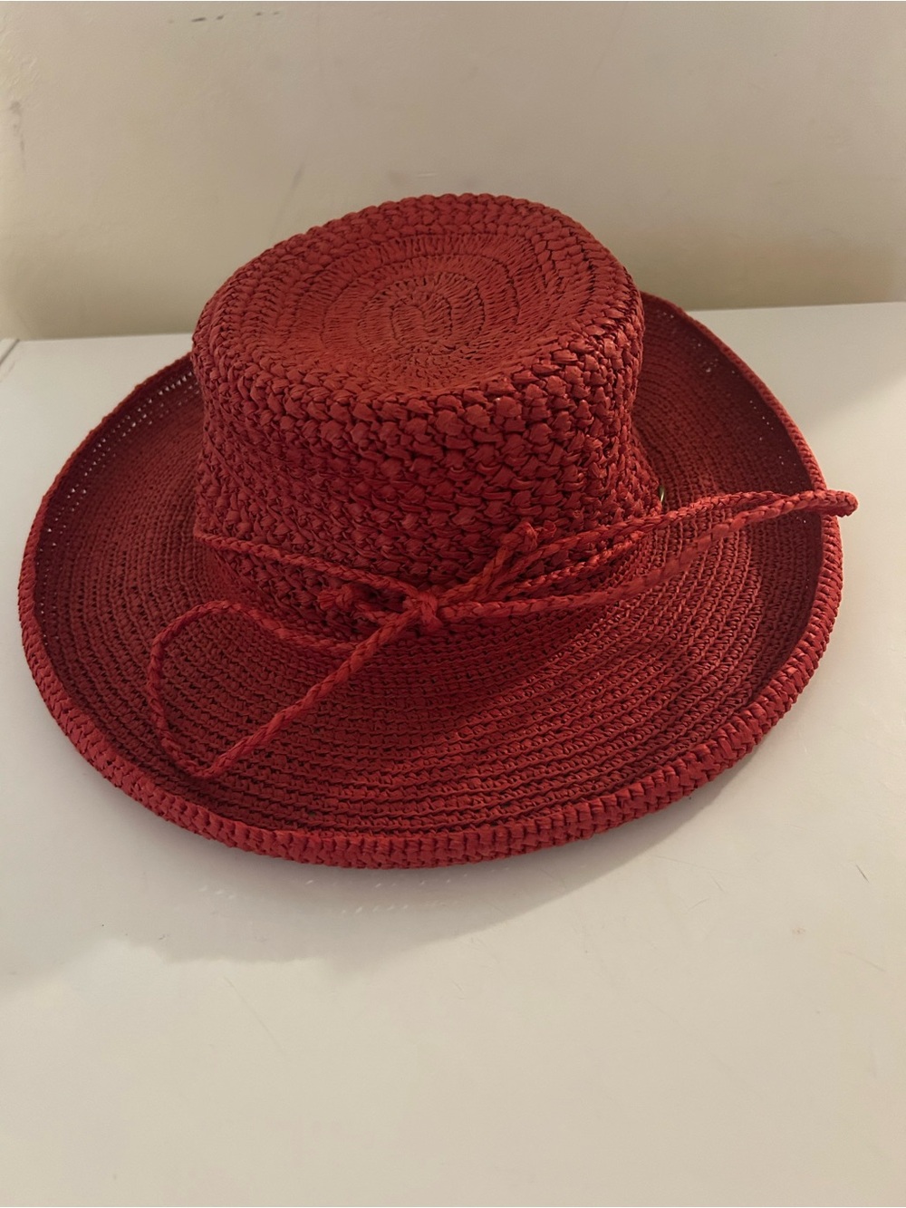 The Scala Collection Woven Paper Hat  Red One Size Summer Sun Hat